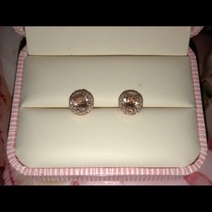 14k Rose Gold Morganite & Diamond stud earrings